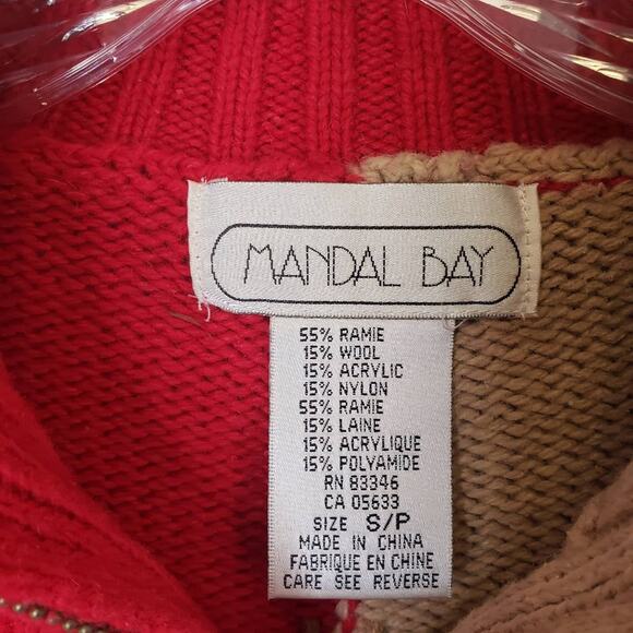 Mandal Bay multi colored forest design intarsia zip up cardigan SZ small - Picture 4 of 6